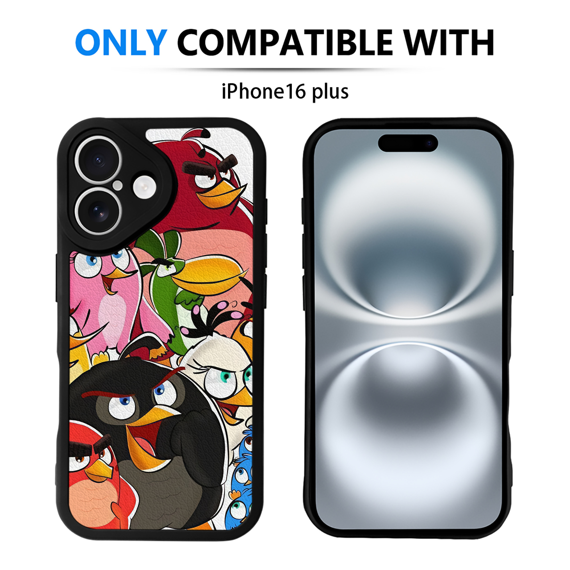 （画像用） Angry Birds アングリーバード 【iPhone 16シリーズ対応】シリコンスマホケース（レザー調） 材質：シリコン